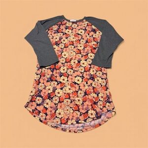 LuLaRoe Floral Top with Gray Trim